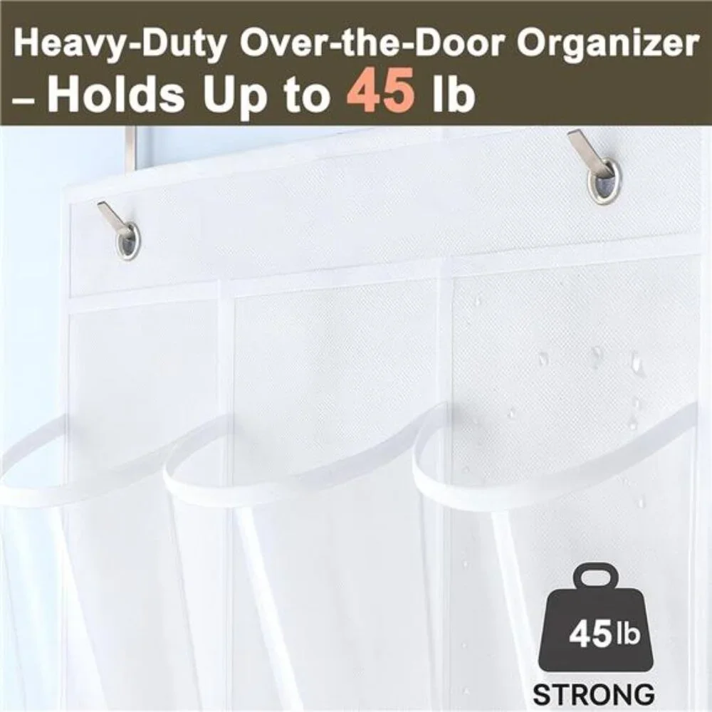 Over Door Shoe Organizer 24 Pocket Clear Hanging Storage Closet White